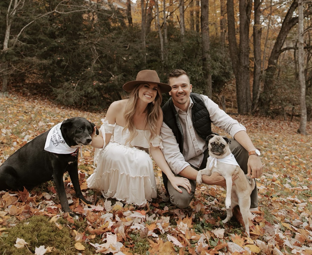 Tyler Blalock with wife and dogs