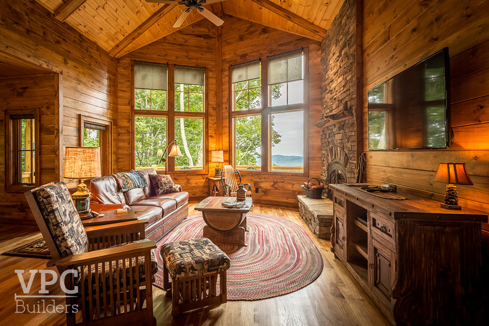 Custom Cabin at Grandfather living room