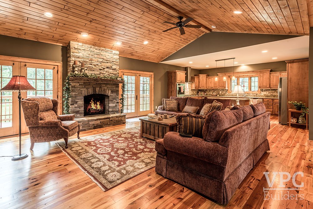 Cross Creek living room with fireplace
