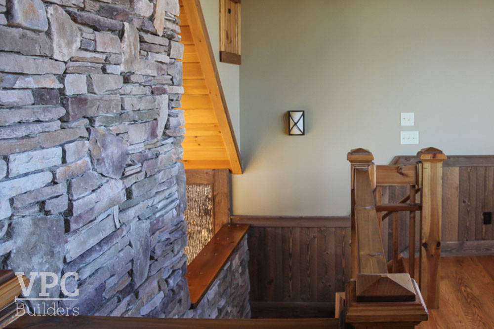 Sparta Custom Lodge stone and wood detail
