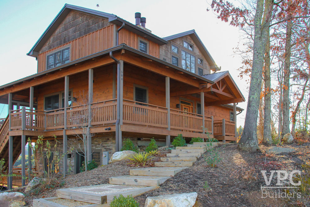 Sparta Custom Lodge exterior with walkway to front porch