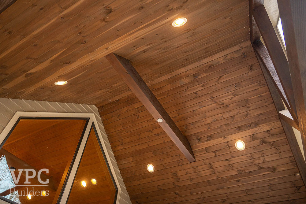 Linville Fire Restoration wood ceiling detail