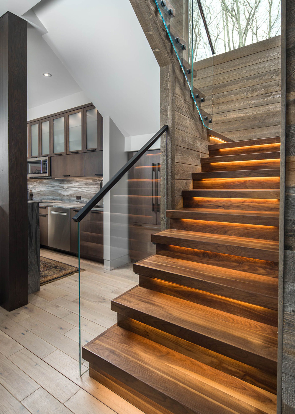 Cliff's Edge stairwell with custom lighting