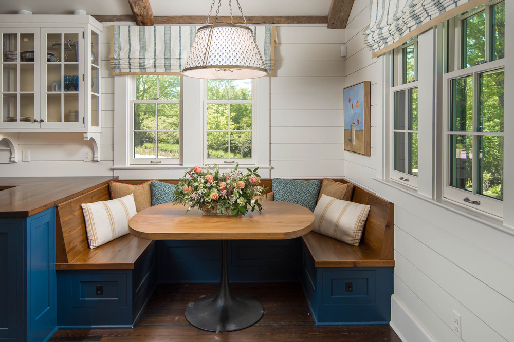 Cottage style kitchen breakfast nook. 