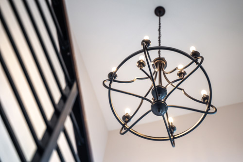 Overhead chandelier light.
