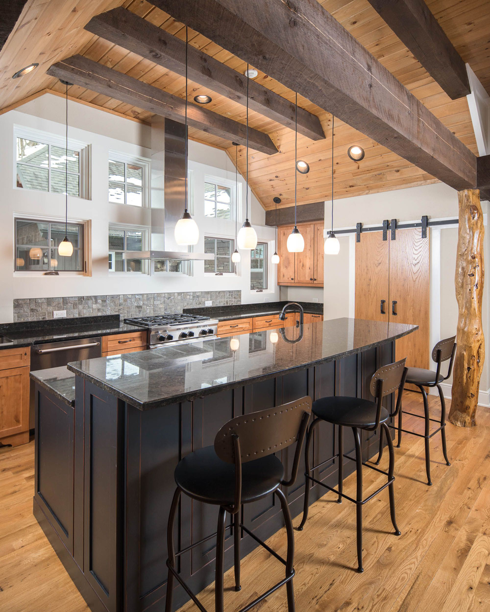 Custom kitchen with island.