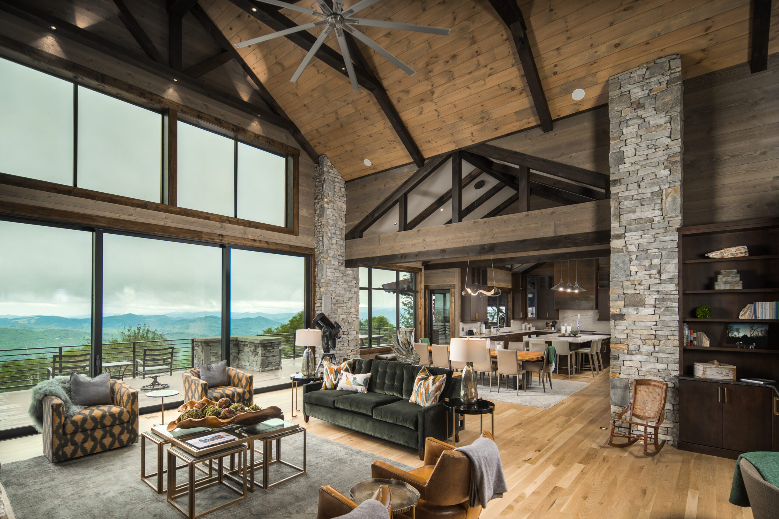 living room overlooking mountains
