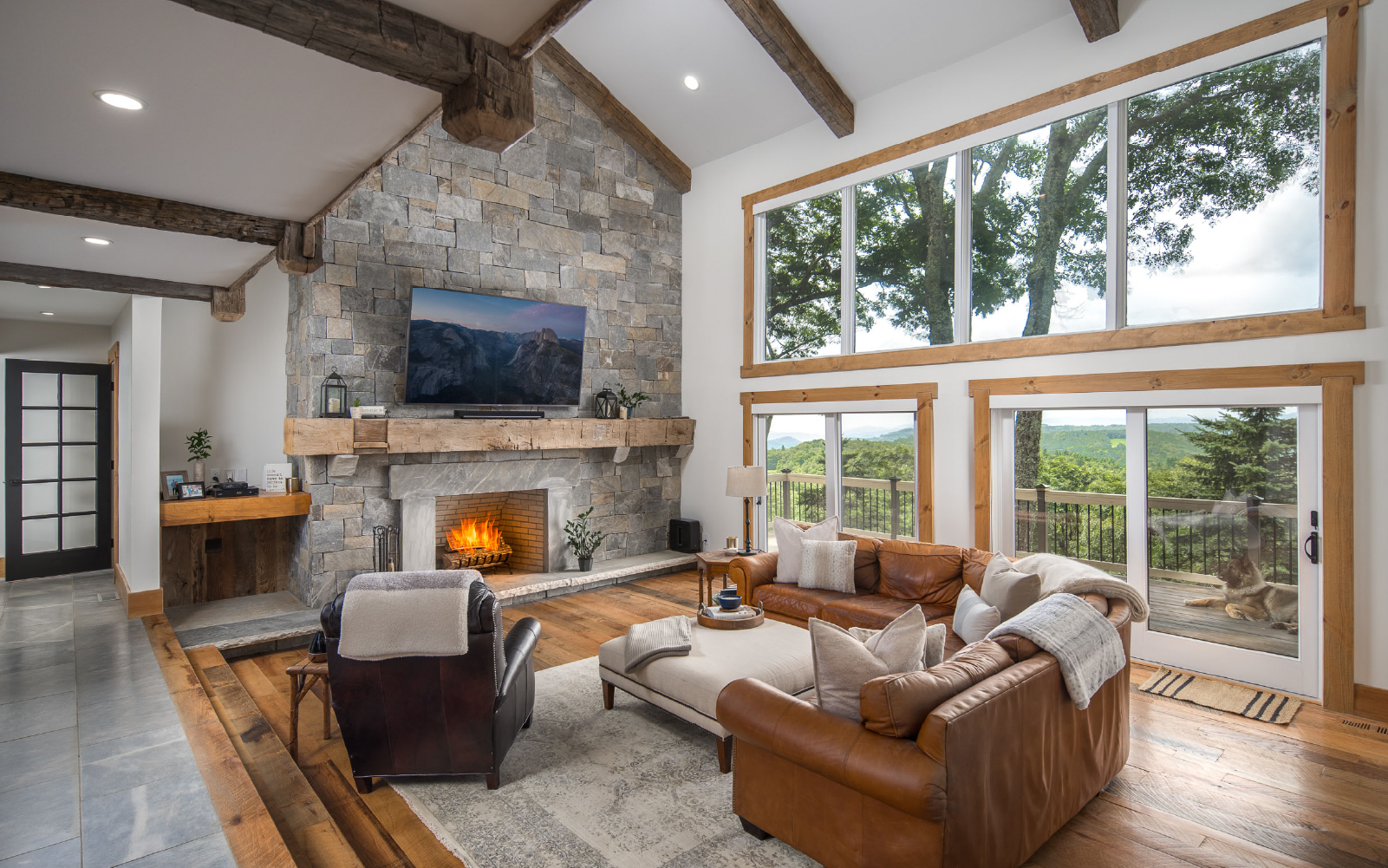 living room with big windows and a nice view